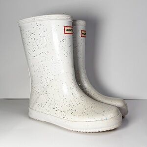 Hunter White Glitter Pattern Boots